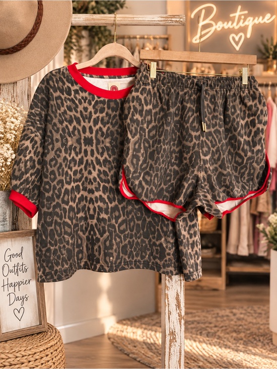 Lov lov Other - Leopard Print Women's  Set with Red Trim